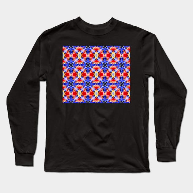 Red White and Blue Aesthetic Pattern 5 Long Sleeve T-Shirt by BubbleMench
